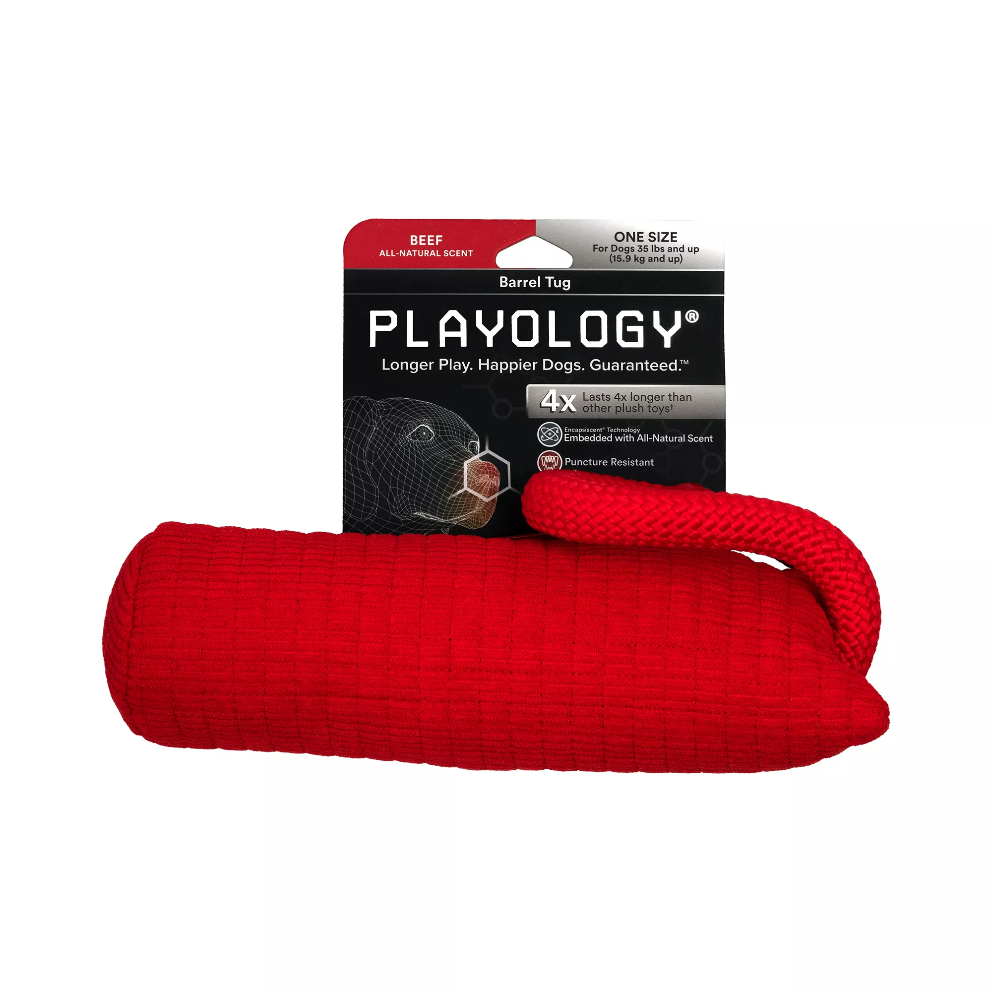 Playology® Barrel Tug Scented Dog Toy - Beef