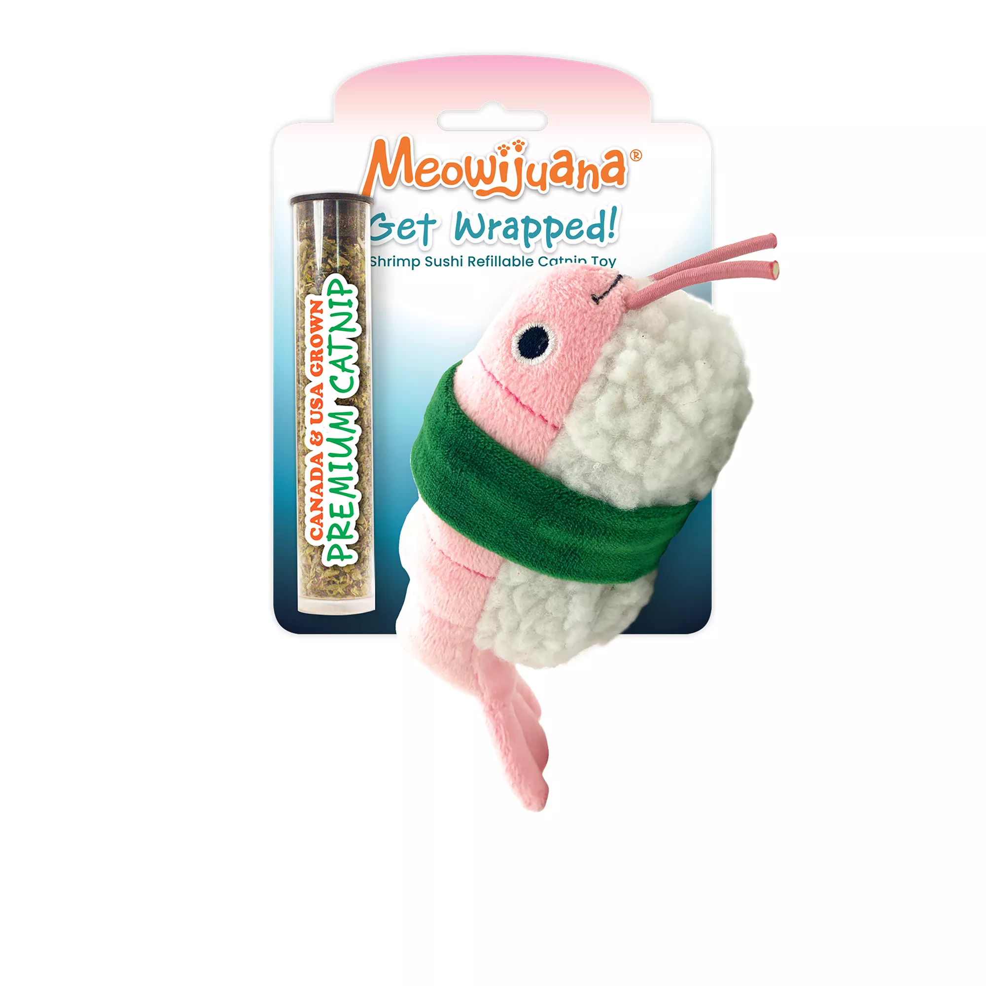 Meowijuana® Get Wrapped Refillable Shrimp Sushi Cat Toy - Catnip