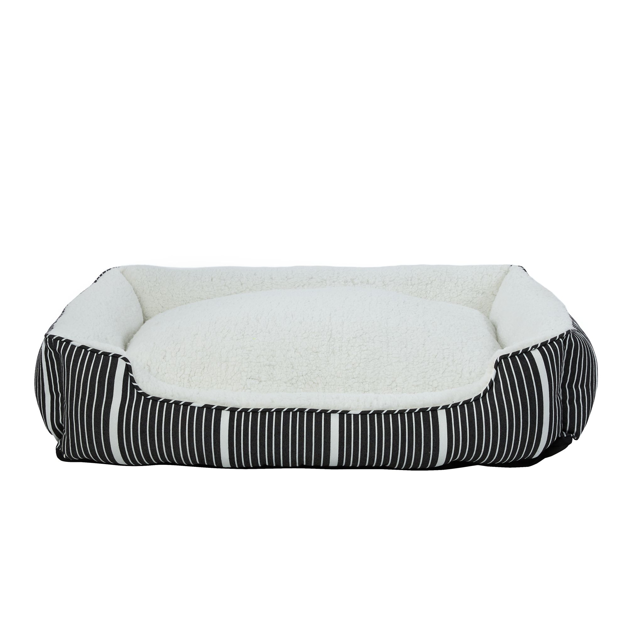 Top Paw® Black & White Striped Cuddler Dog Bed | dog Cuddler Beds