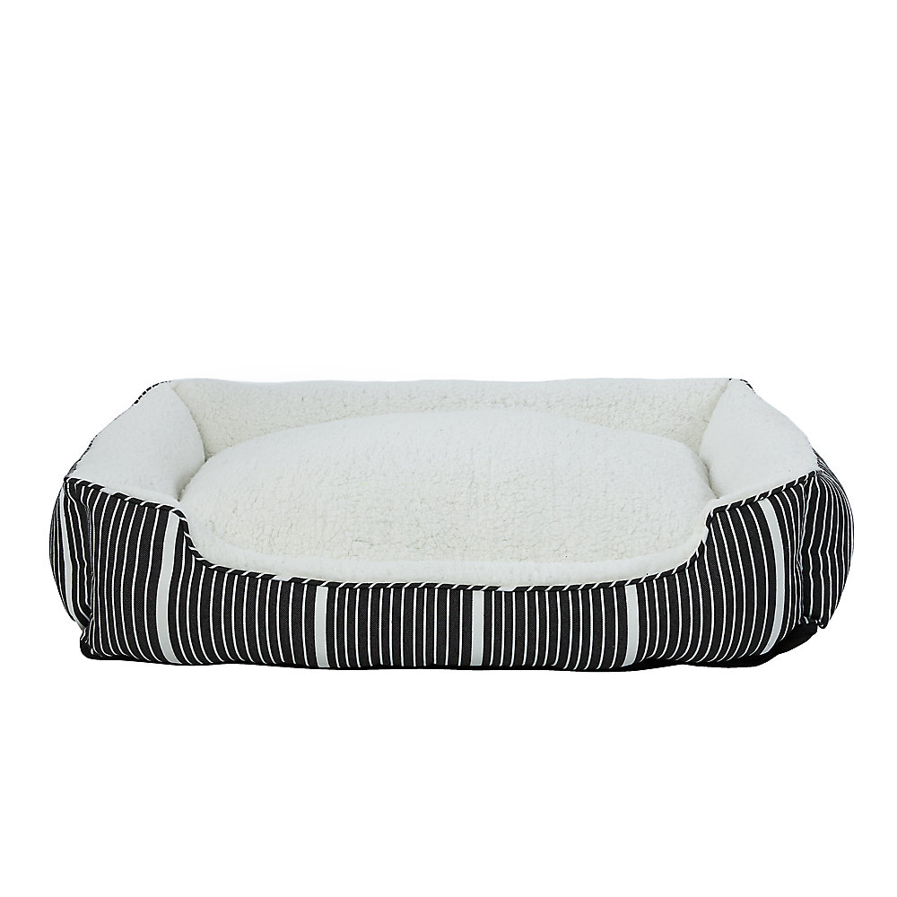 petsmart.com | Top Paw® Black & White Striped Cuddler Dog Bed