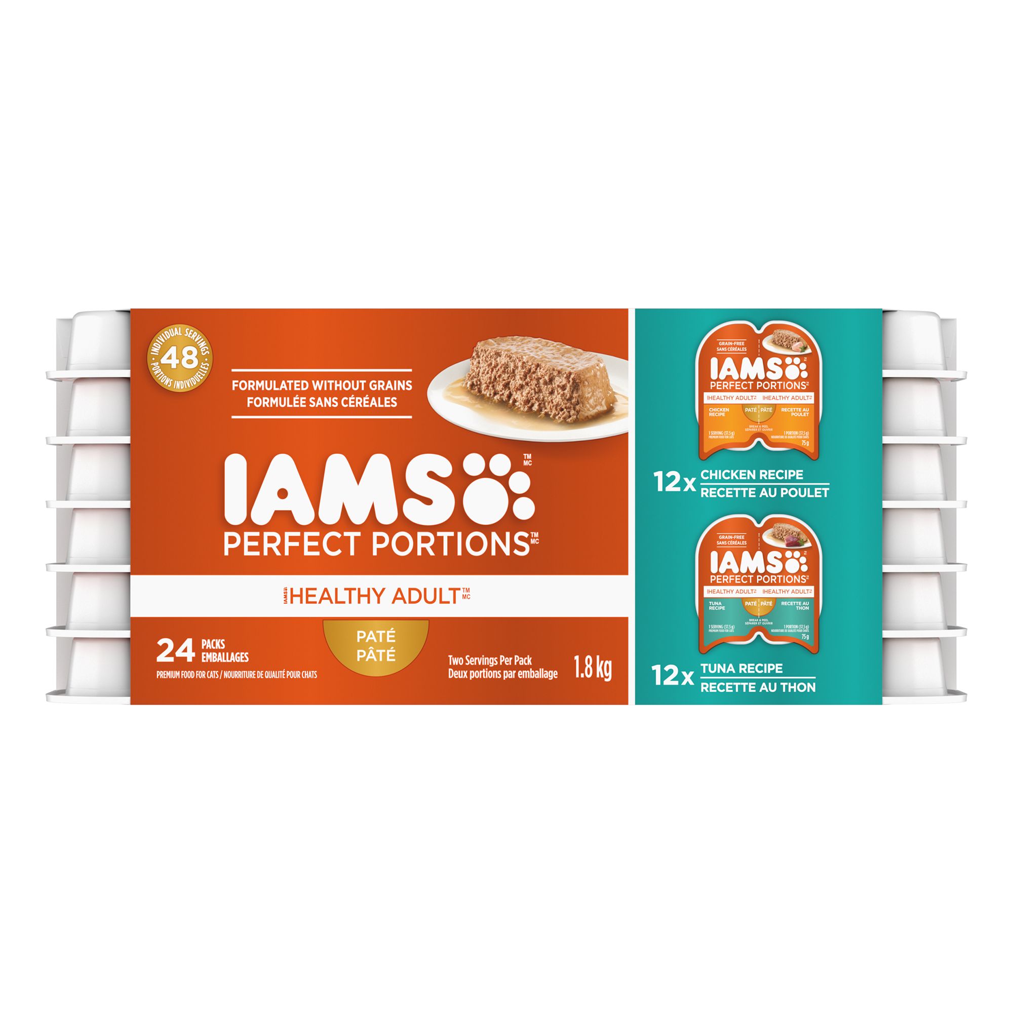 Iams Perfect Portions Grain Free Healthy Adult Cat Food Chicken and Tuna Flavor