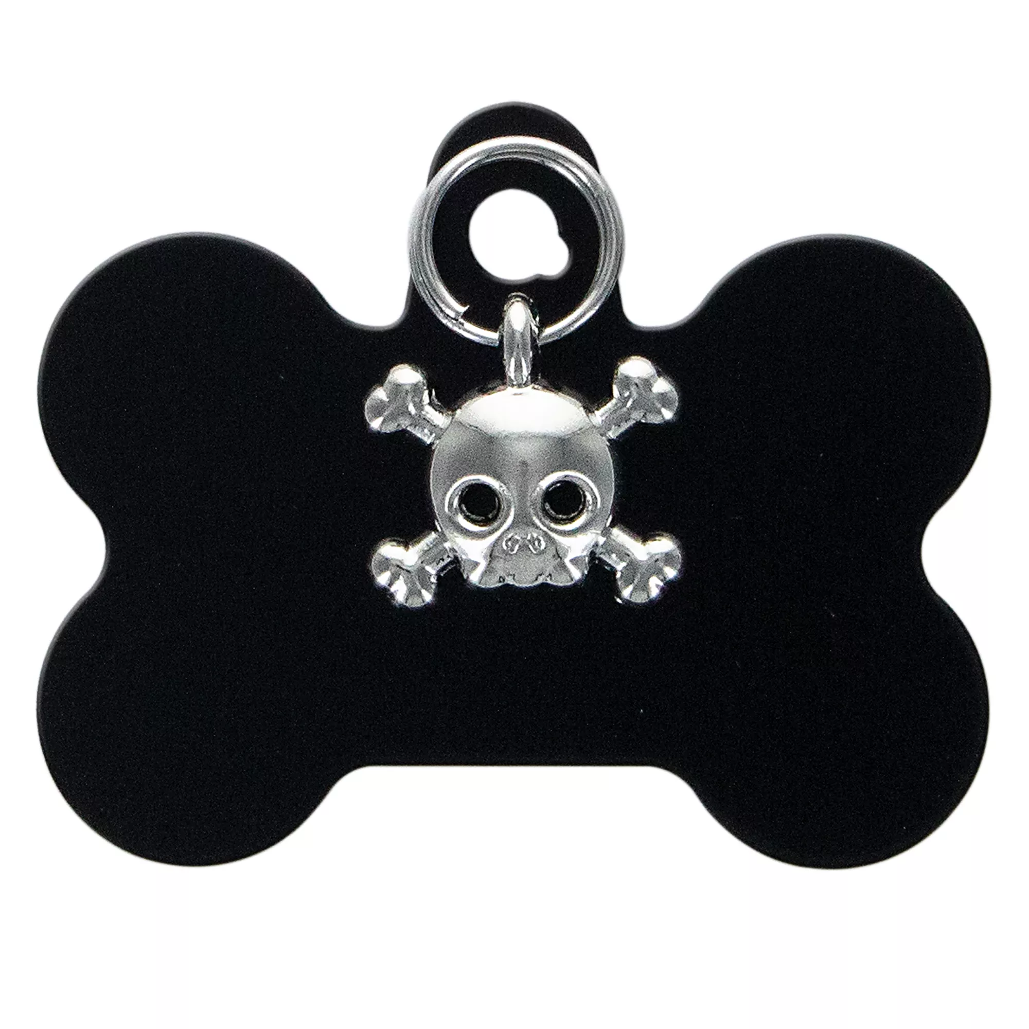 TagWorks® Black Bone Pet ID Tag with Skull Charm