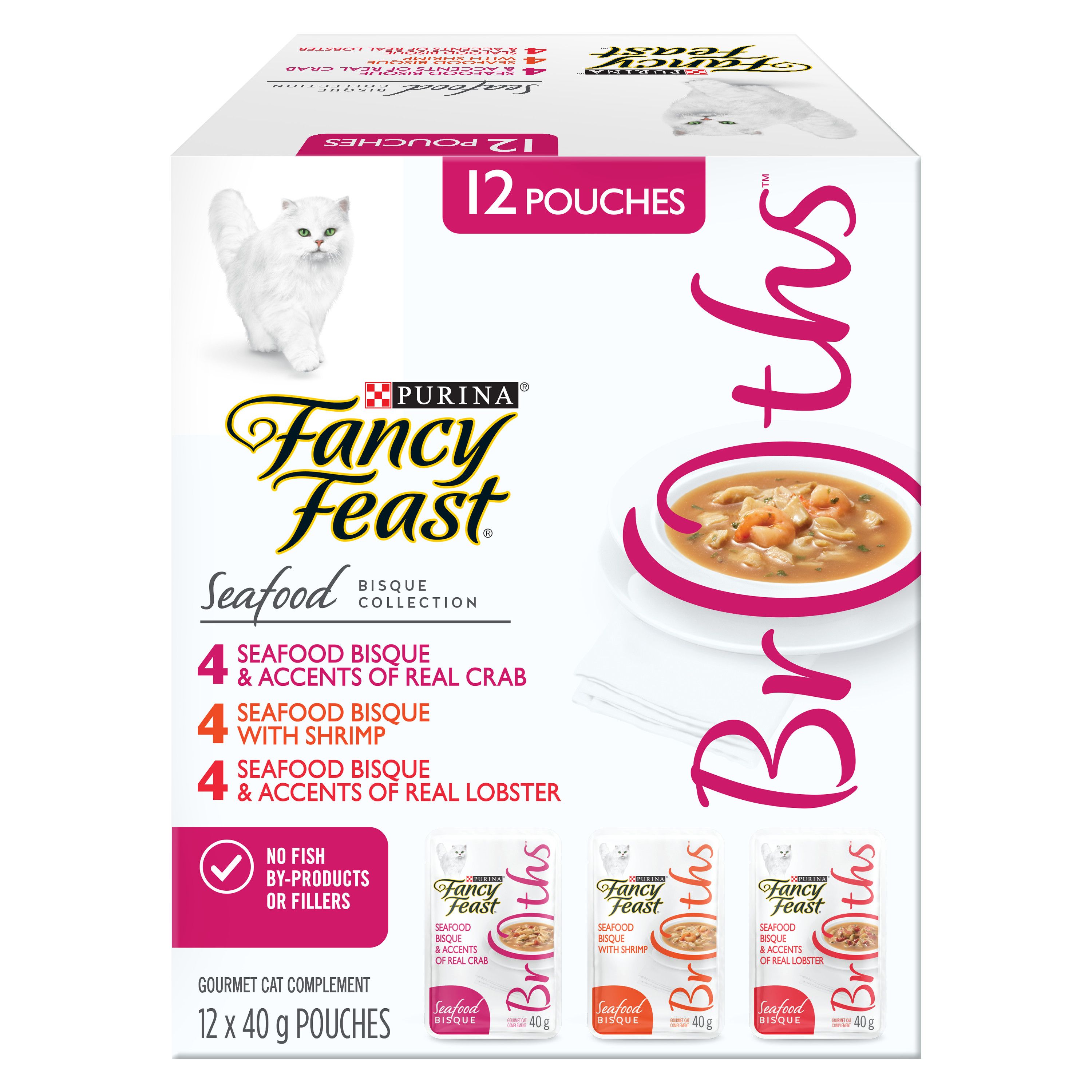 Fancy Feast Broths Seafood Bisque Wet Cat Complement Variety Pack