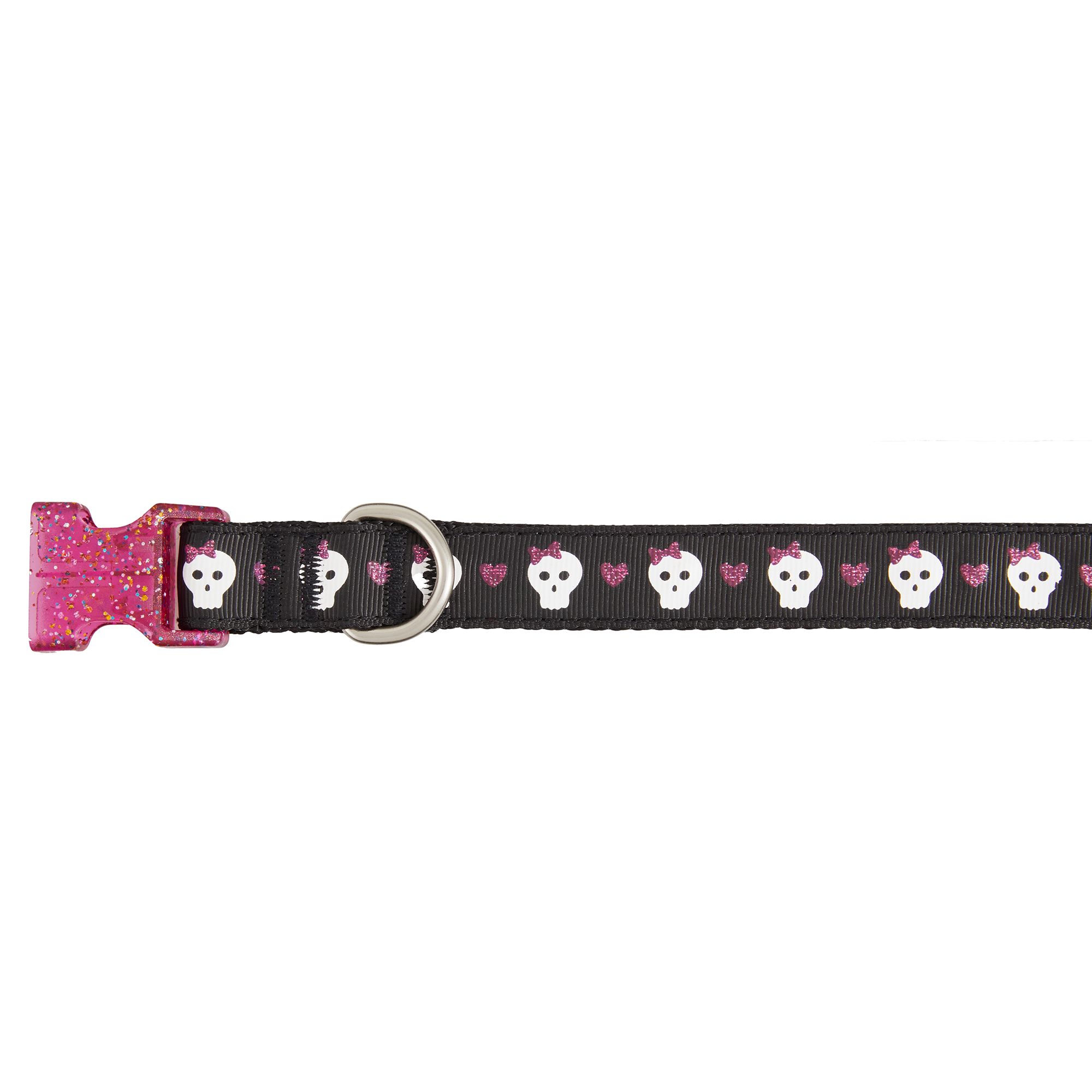 Top Paw® Black & Pink Skull Adjustable Dog Collar