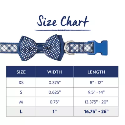 Product Top Paw® Blue Plaid with Bow Tie Adjustable Dog Collar