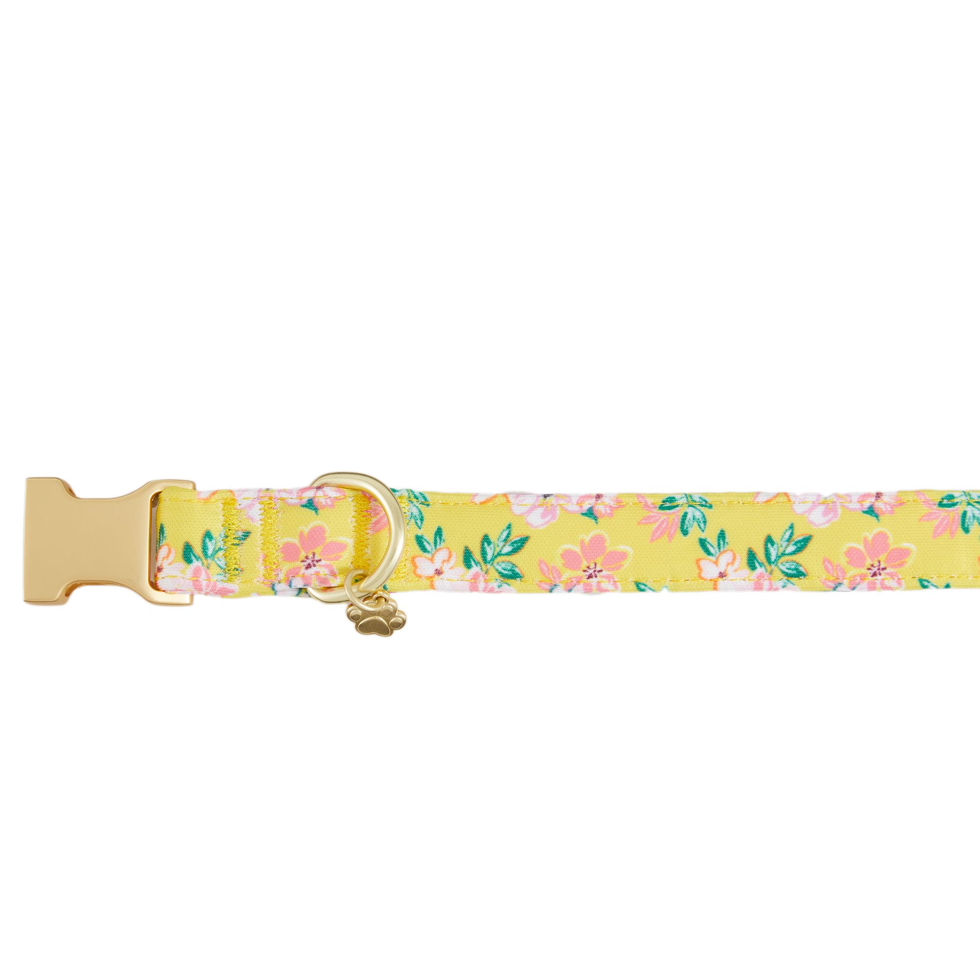 Top Paw® Pink & Yellow Floral Adjustable Dog Collar