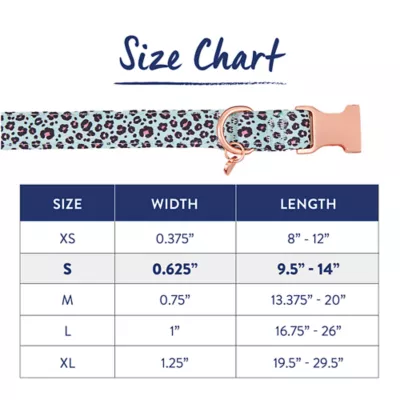 Product Top Paw® Teal Cheetah Neoprene Adjustable Dog Collar