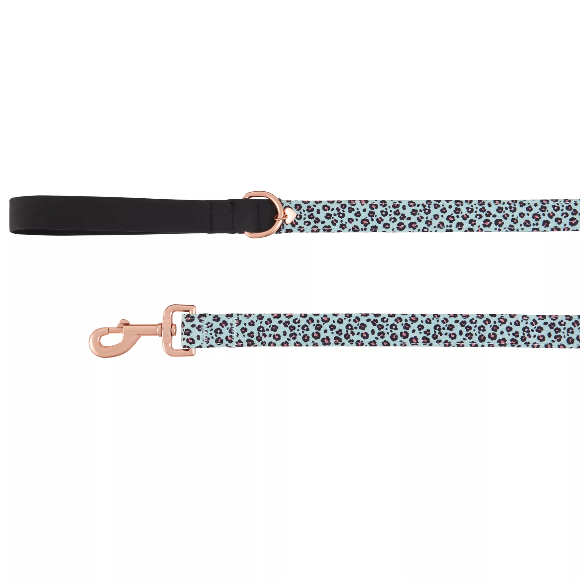 Top Paw® Teal Cheetah Neoprene Dog Leash: 4-ft long, 1-in wide