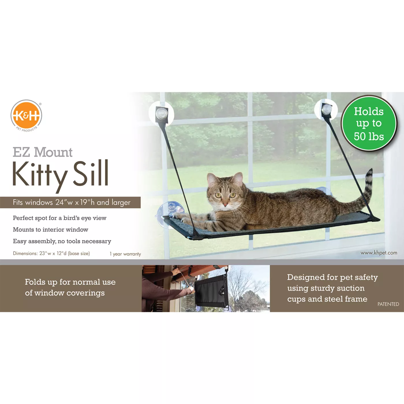 K H Pet Products EZ Mount Window Sill Single Level Cat Bed