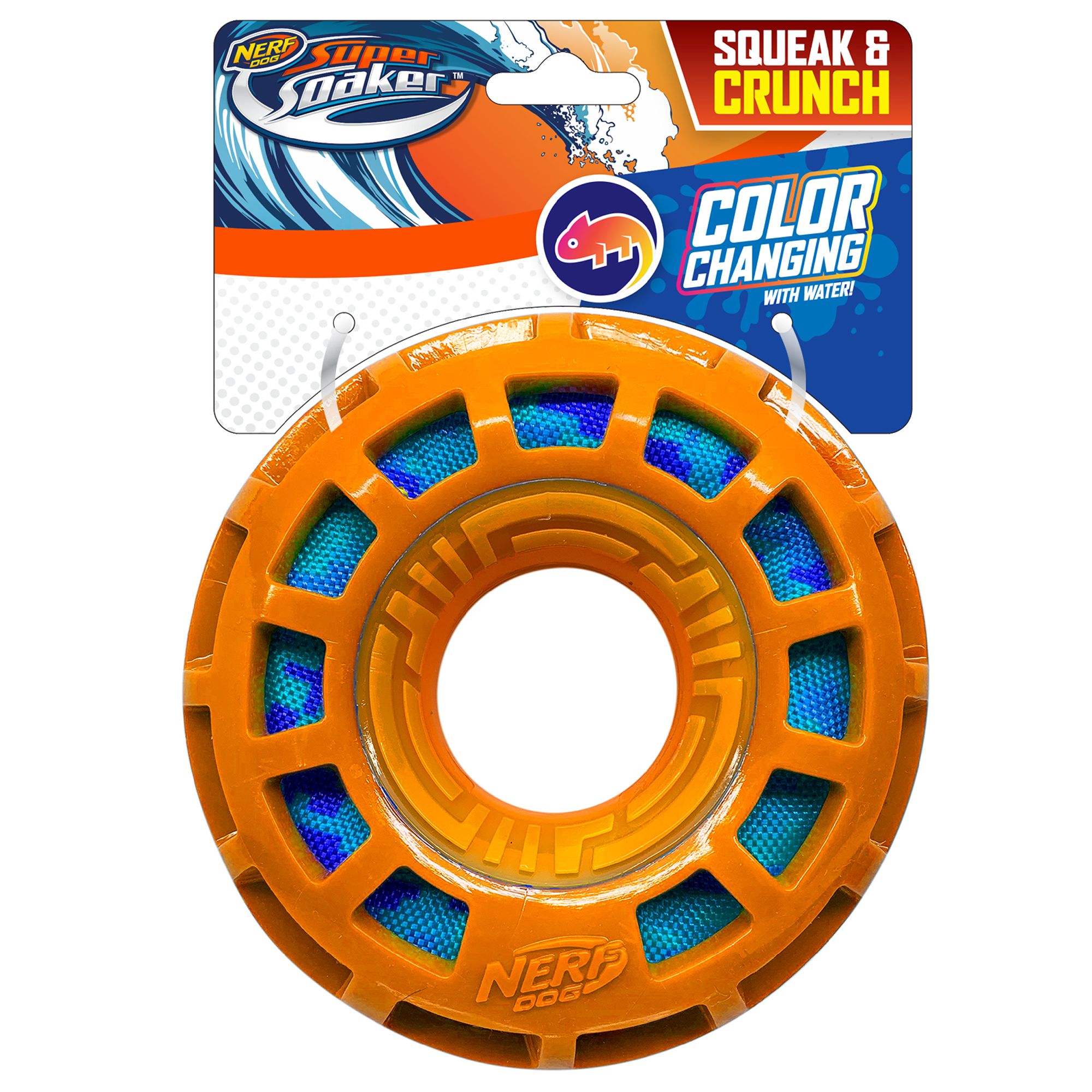 Nerf™ Dog Super Soaker Squeak & Crunch Color Changing Ring Dog Toy