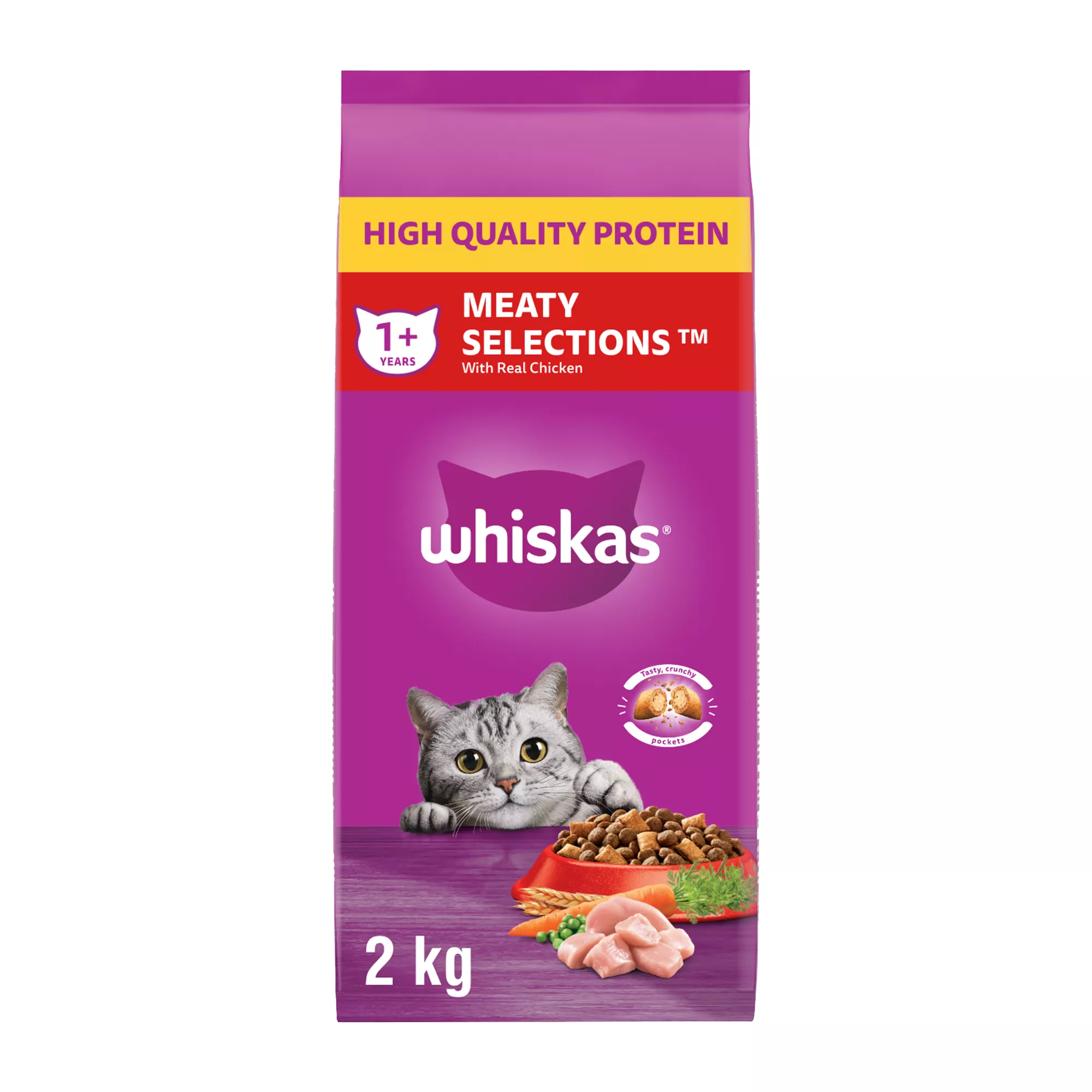 Whiskas Meaty Selections Adult Dry Cat Food with Real Chicken