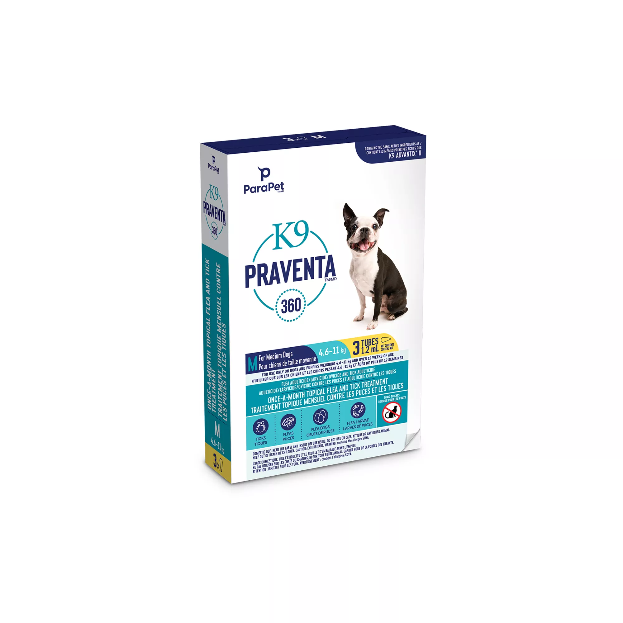 K9 Praventa 360 Topical Flea & Tick Treatment for Dogs - Medium Dog - 4.6-11 kg
