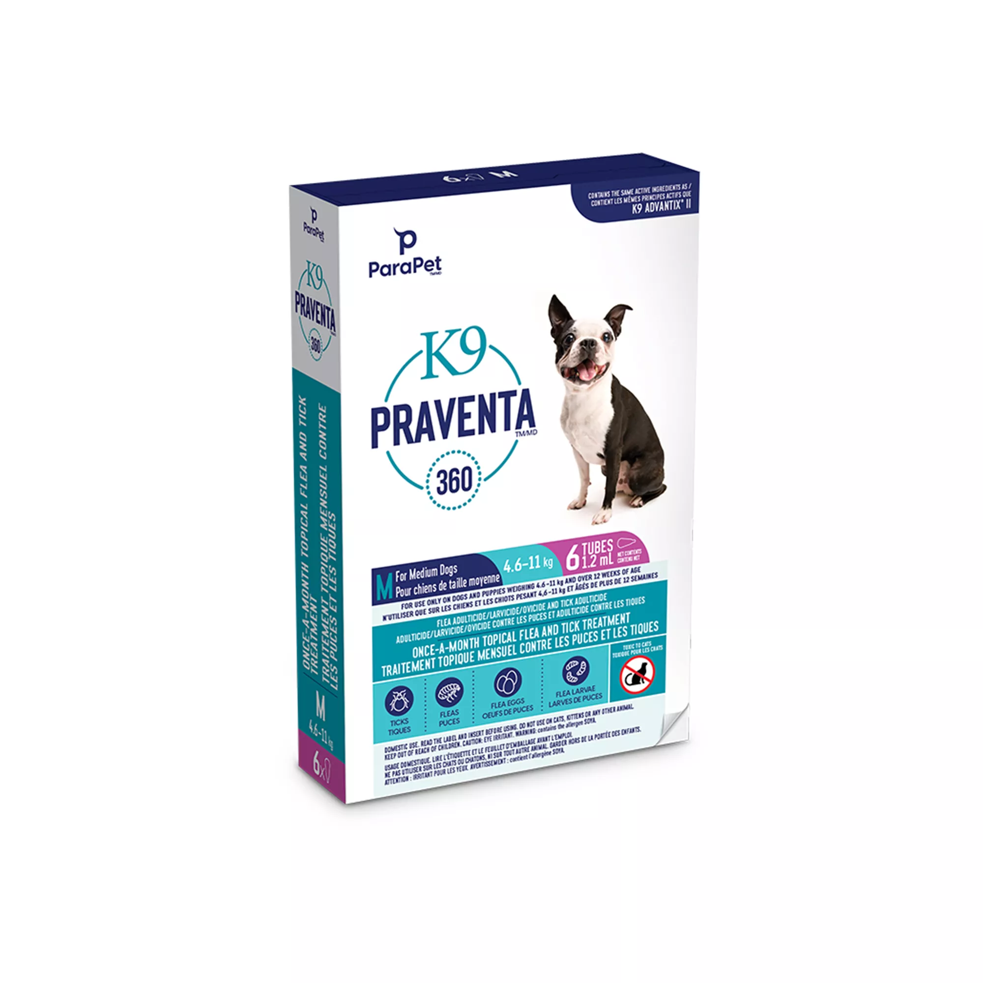 K9 Praventa 360 Topical Flea & Tick Treatment for Dogs - Medium Dog - 4.6-11 kg