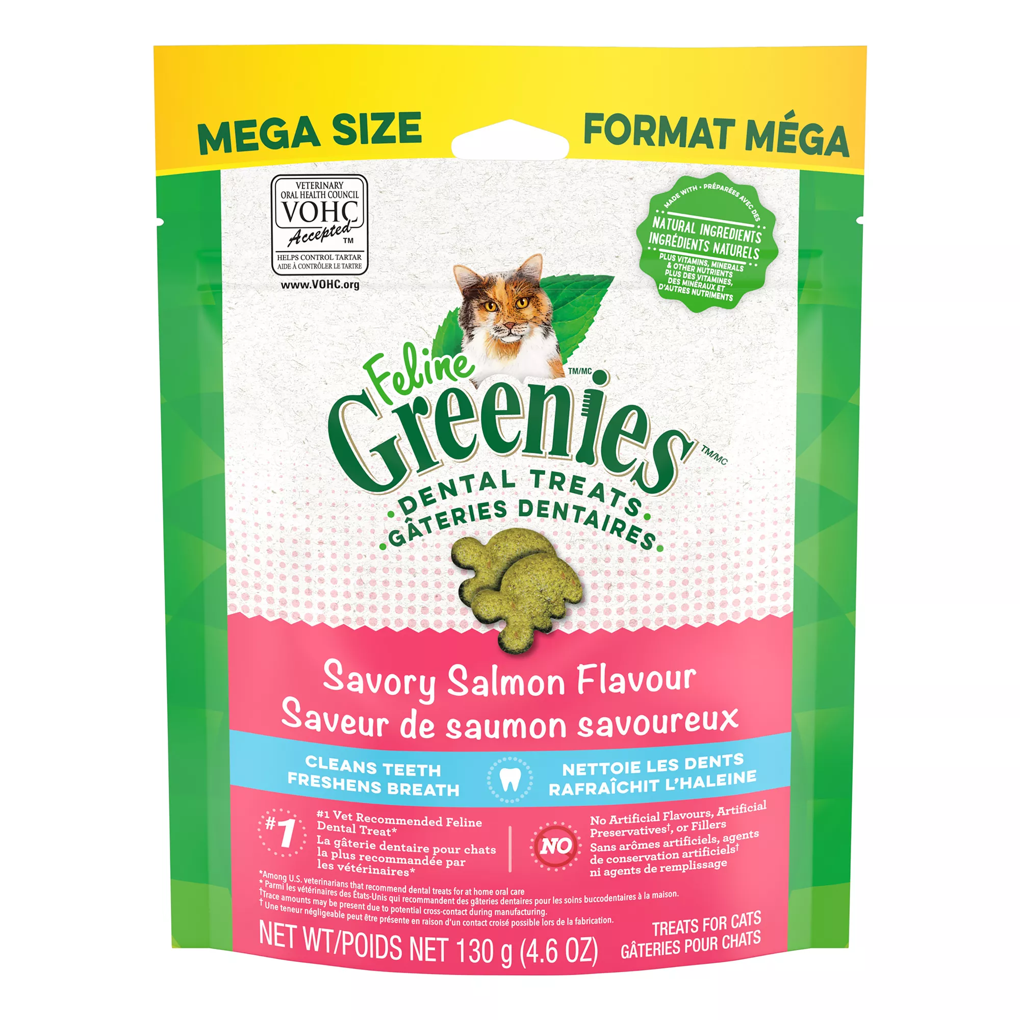 Feline Greenies Cat Treats Adult Natural Dental Care Savoury Salmon Flavour