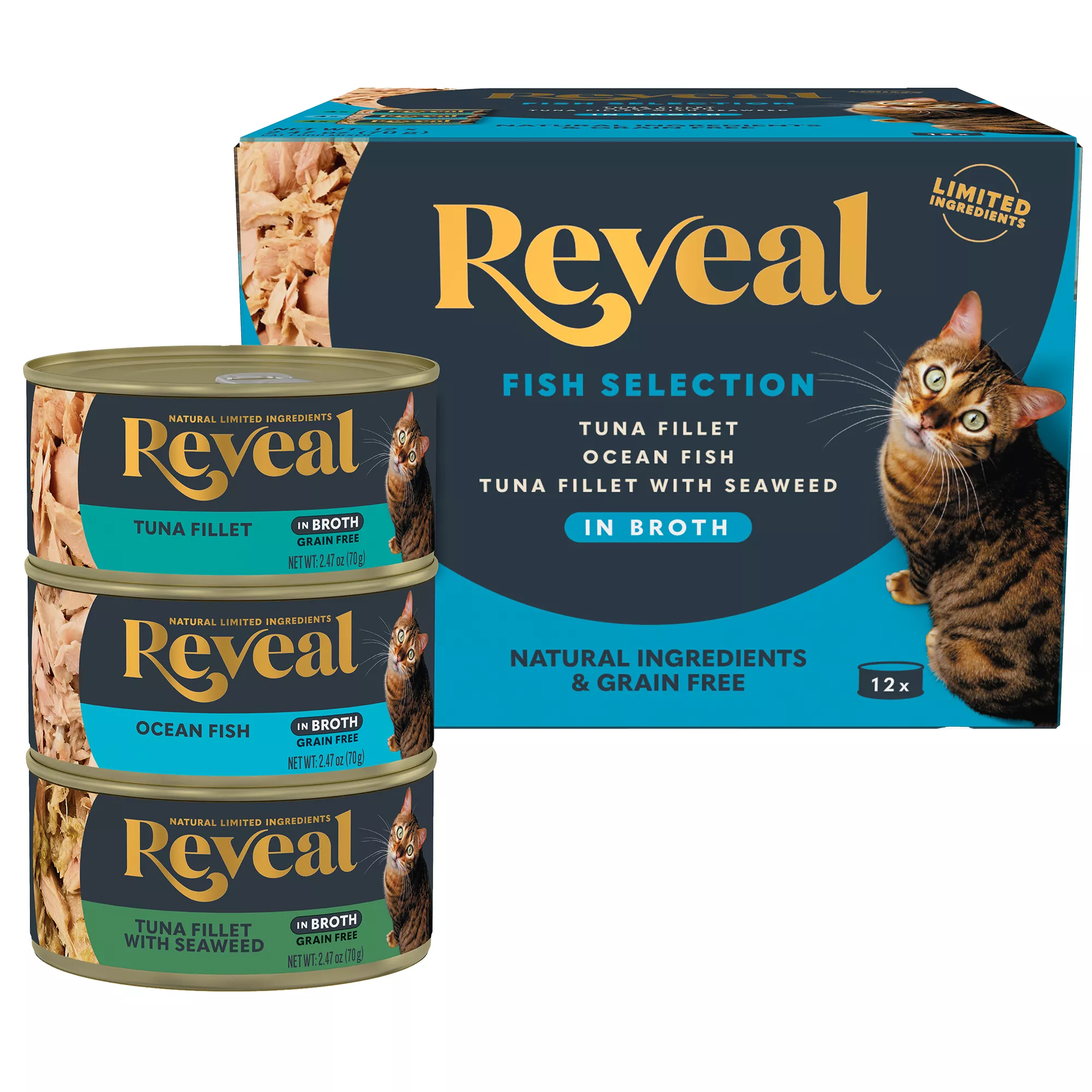 Reveal Limited Ingredient All Life Stage Wet Cat Food - Grain Free, 2.47 Oz., 12 Count, Variety Pack