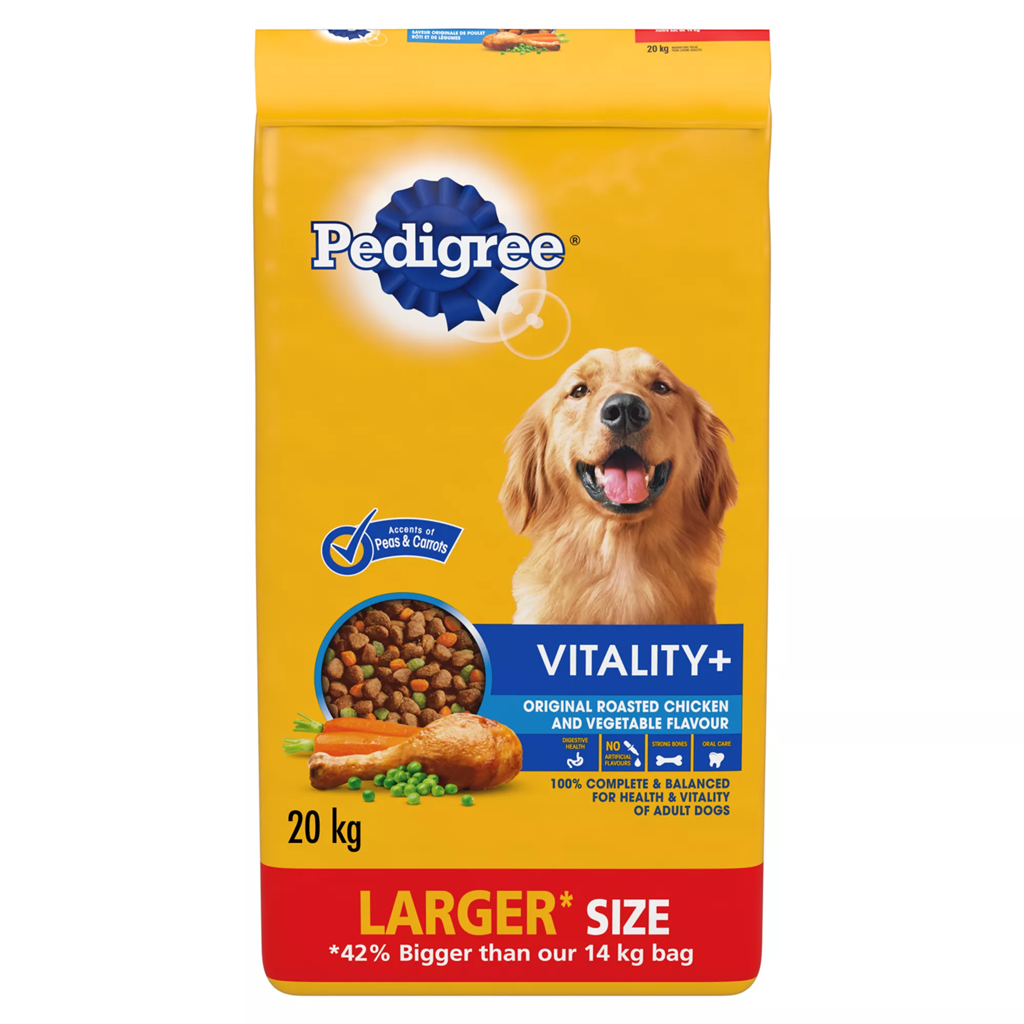 Pedigree Vitality+ Adult Roasted Chicken and Vegetable Flavour Food For Dogs