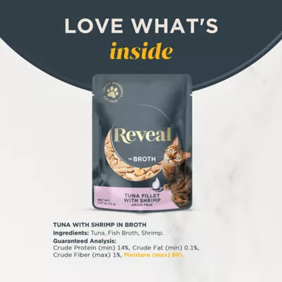 Product Reveal Cat Wet Food in Broth Pouch - 2.47 oz, Limited Ingredient, Grain Free