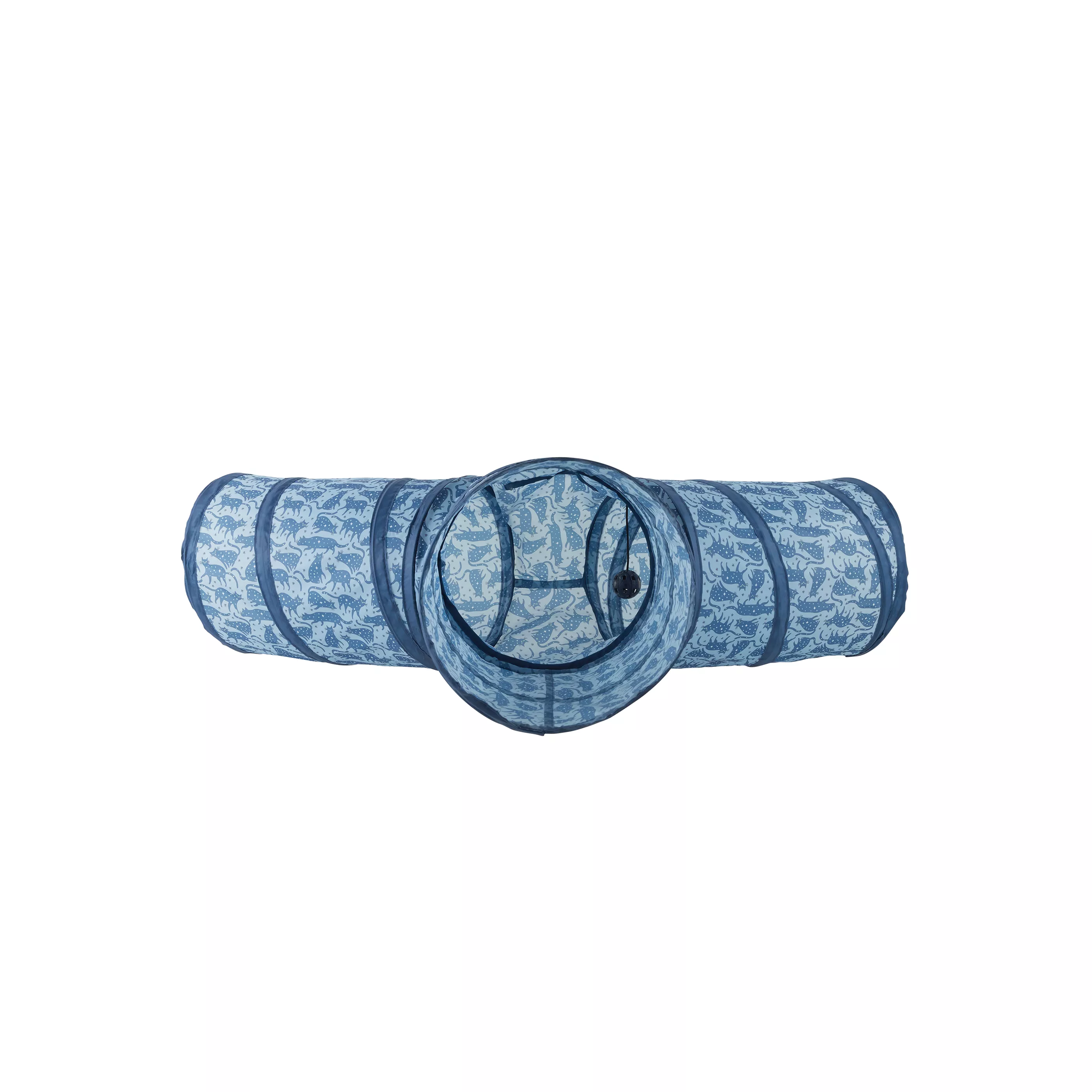 Whisker City® Blue Cat Print Pop-Up Tri Tunnel Cat Toy