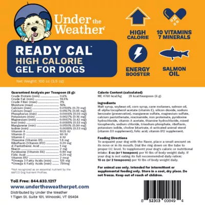 Product Under the Weather Ready Cal High Calorie Food Nutritional Gel Dog Supplement, 100-cc syringe