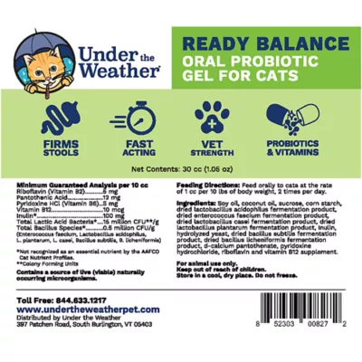 Product Under the Weather Ready Balance Probiotic Oral Microbial Gel Cat Supplement, 30-cc syringe