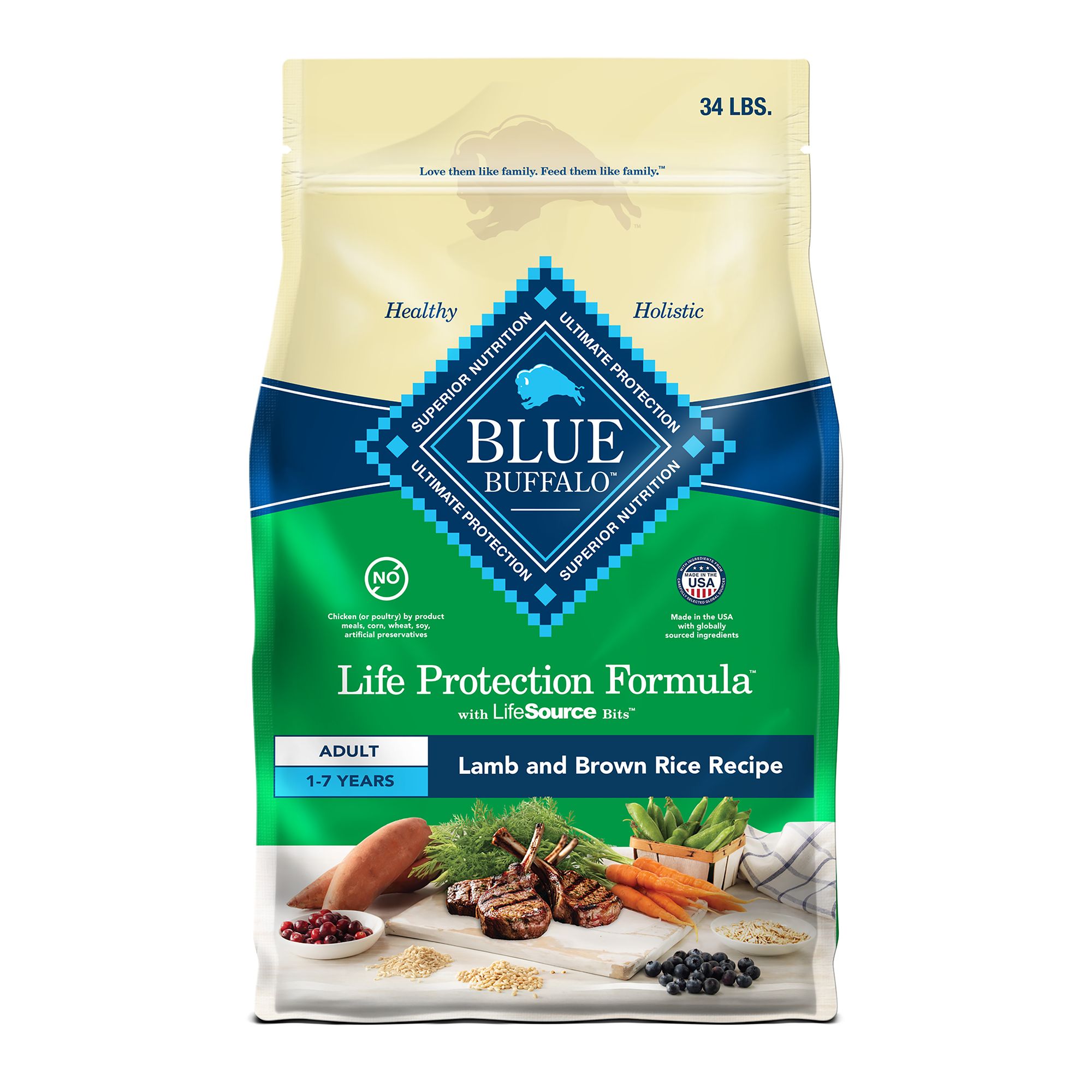 Blue Buffalo Life Protection Formula Natural Adult Dry Dog Food Lamb and Brown Rice 24 lb