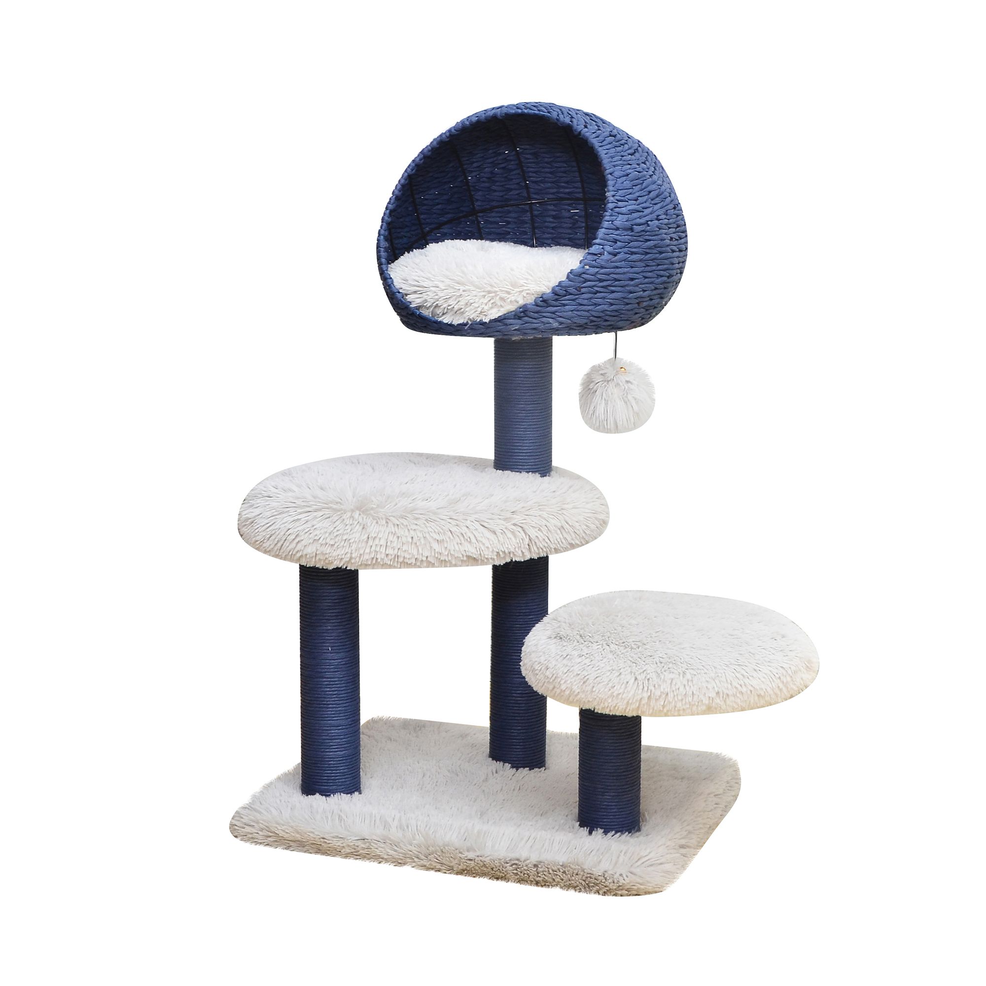 PetPals 40in Galaxy Blue Cat Tree, White & Blue cat Furniture