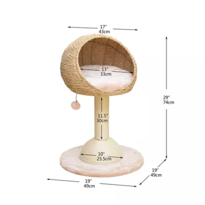 Product PetPals 30-in Lookout Cat Tree Bed, Beige