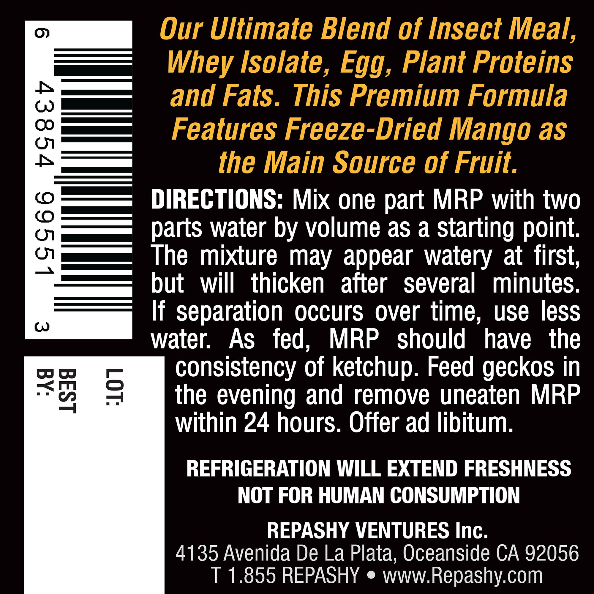 Repashy Crested Gecko Mango Diet - Crested Gecko Diet - 3 oz - thumbnail 4