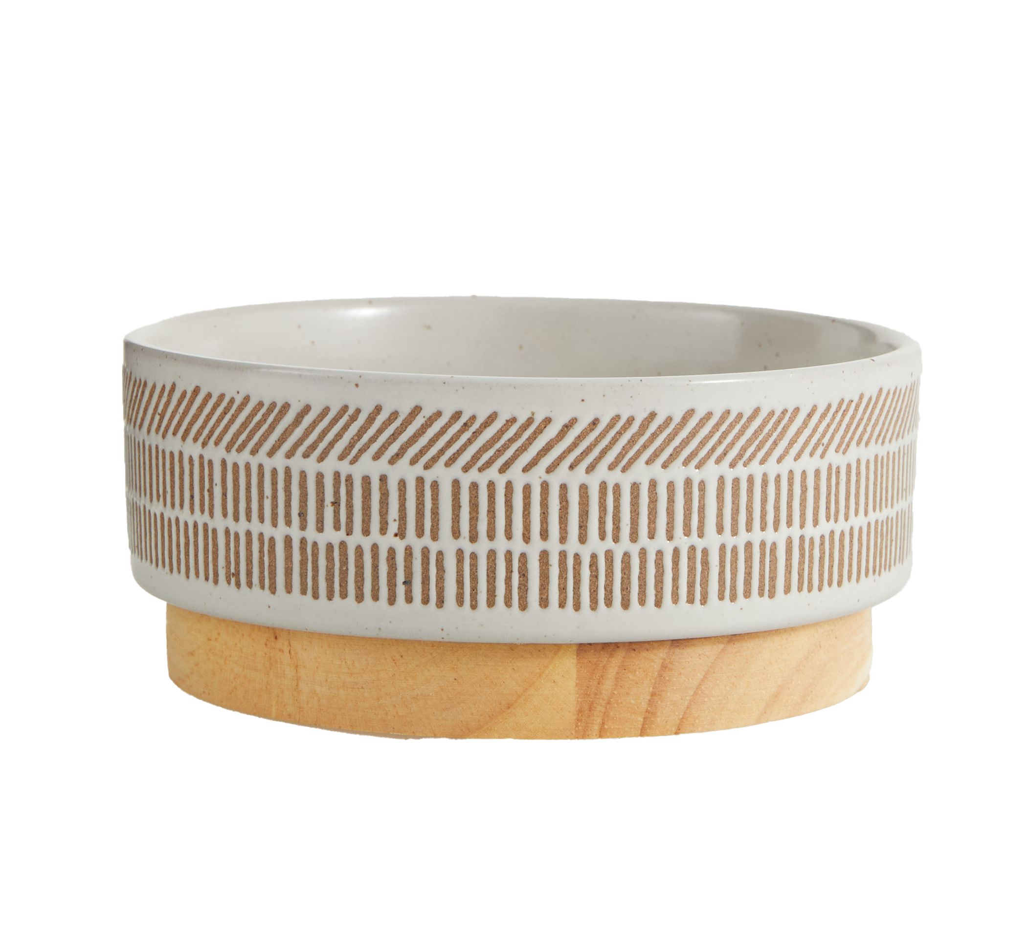 Top Paw® Glazed Etched Wood Bottom Ceramic Dog Bowl dog Food & Water