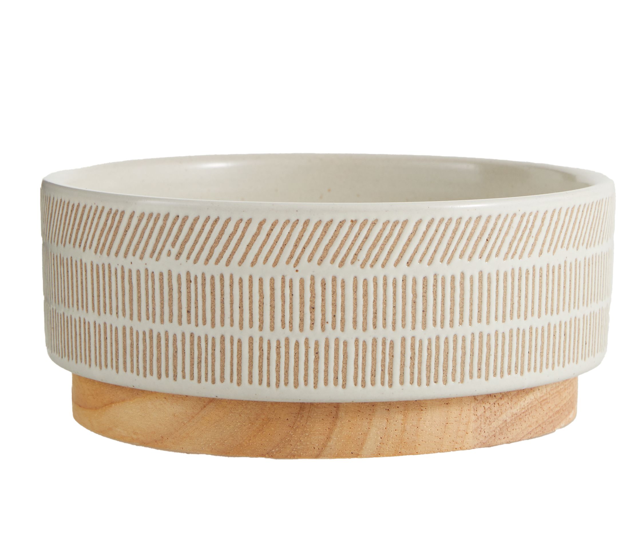 Top Paw® Glazed Etched Wood Bottom Ceramic Dog Bowl dog Food & Water