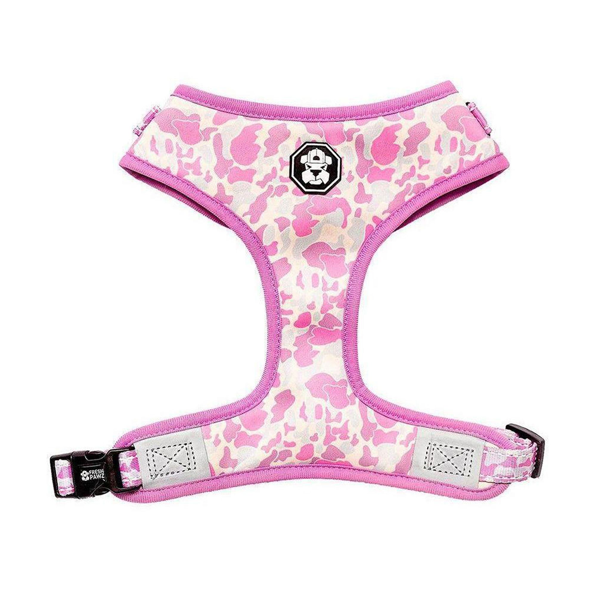 Fresh Pawz Pastel Pink Camo Adjustable Mesh Dog Harness