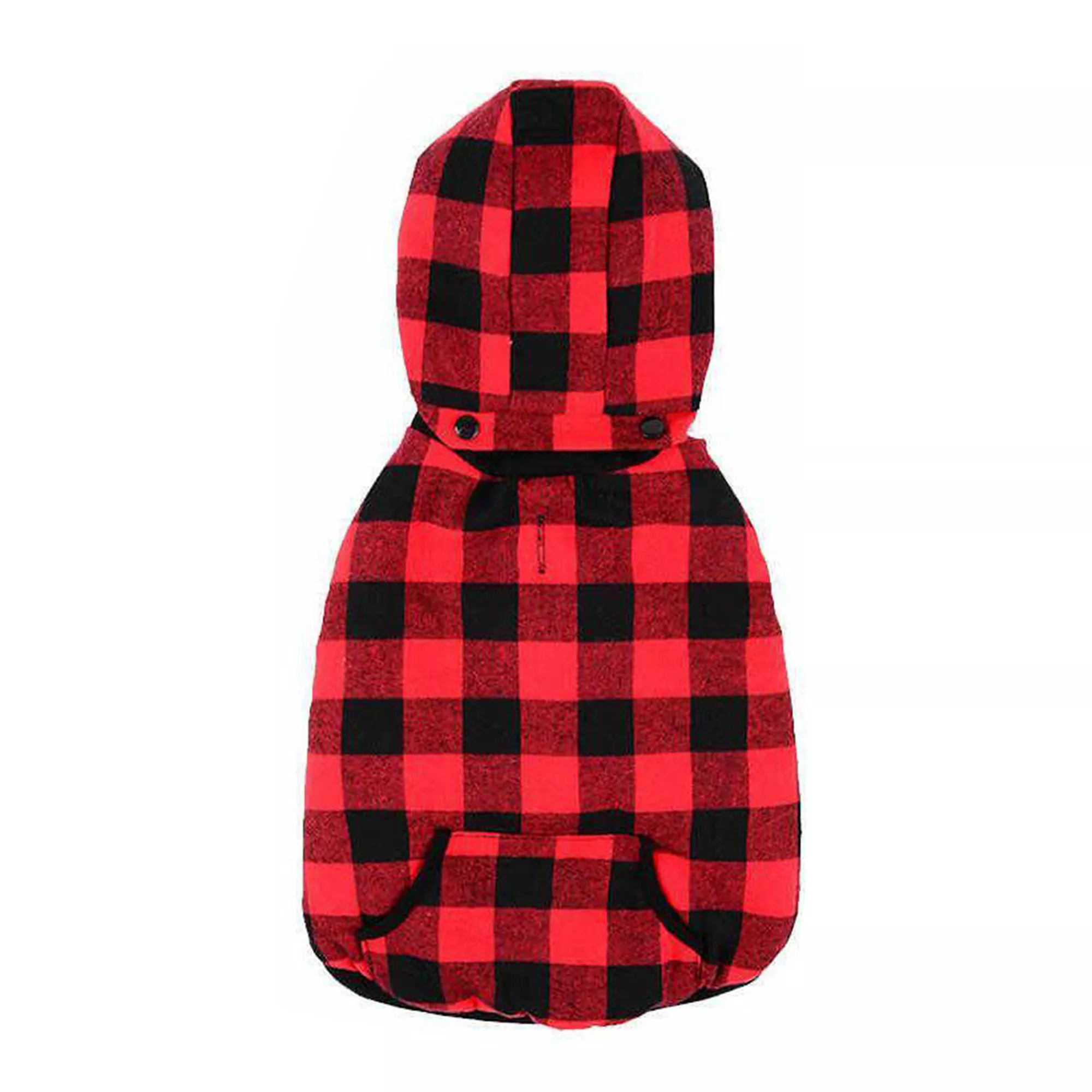 Fresh Pawz Dog Buffalo Check Dog Flannel Jacket with Detachable Hood