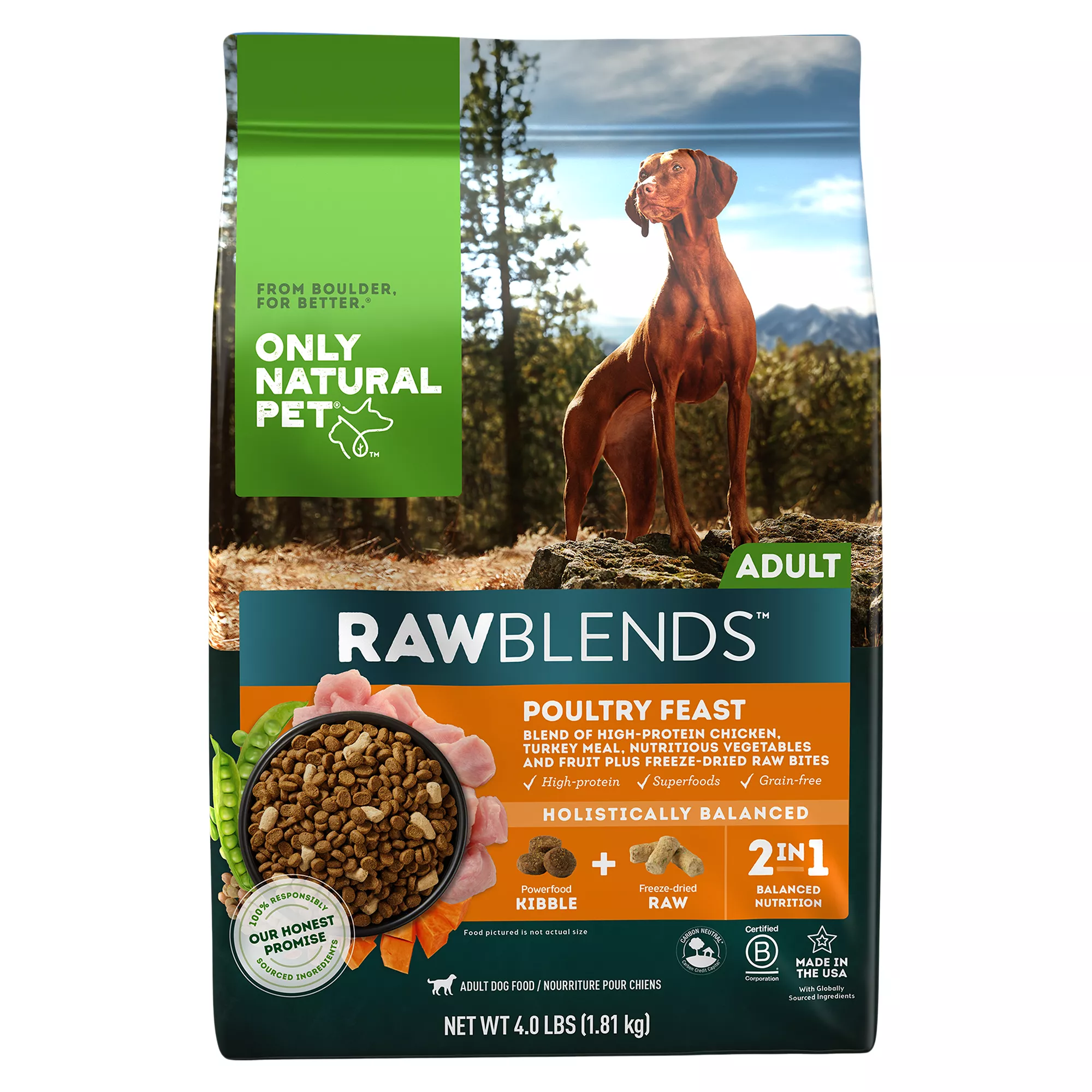 Only Natural Pet® RawBlends Adult Dry Dog Food - Poultry, High-Protein, Grain Free, Freeze Dried