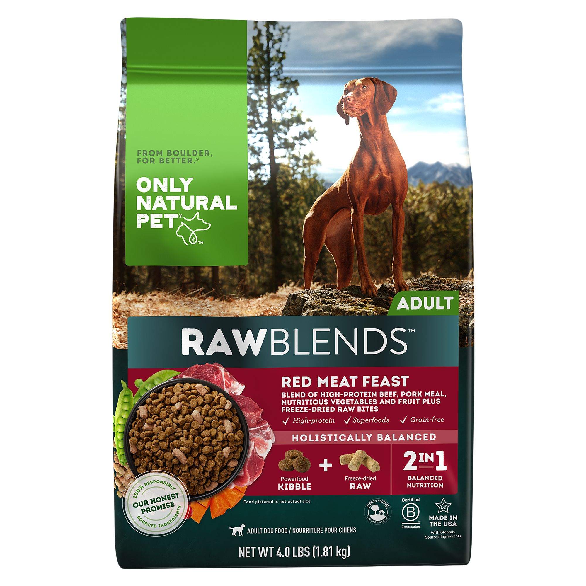 Only Natural Pet RawBlends Adult Dry Dog Food Red Meat High