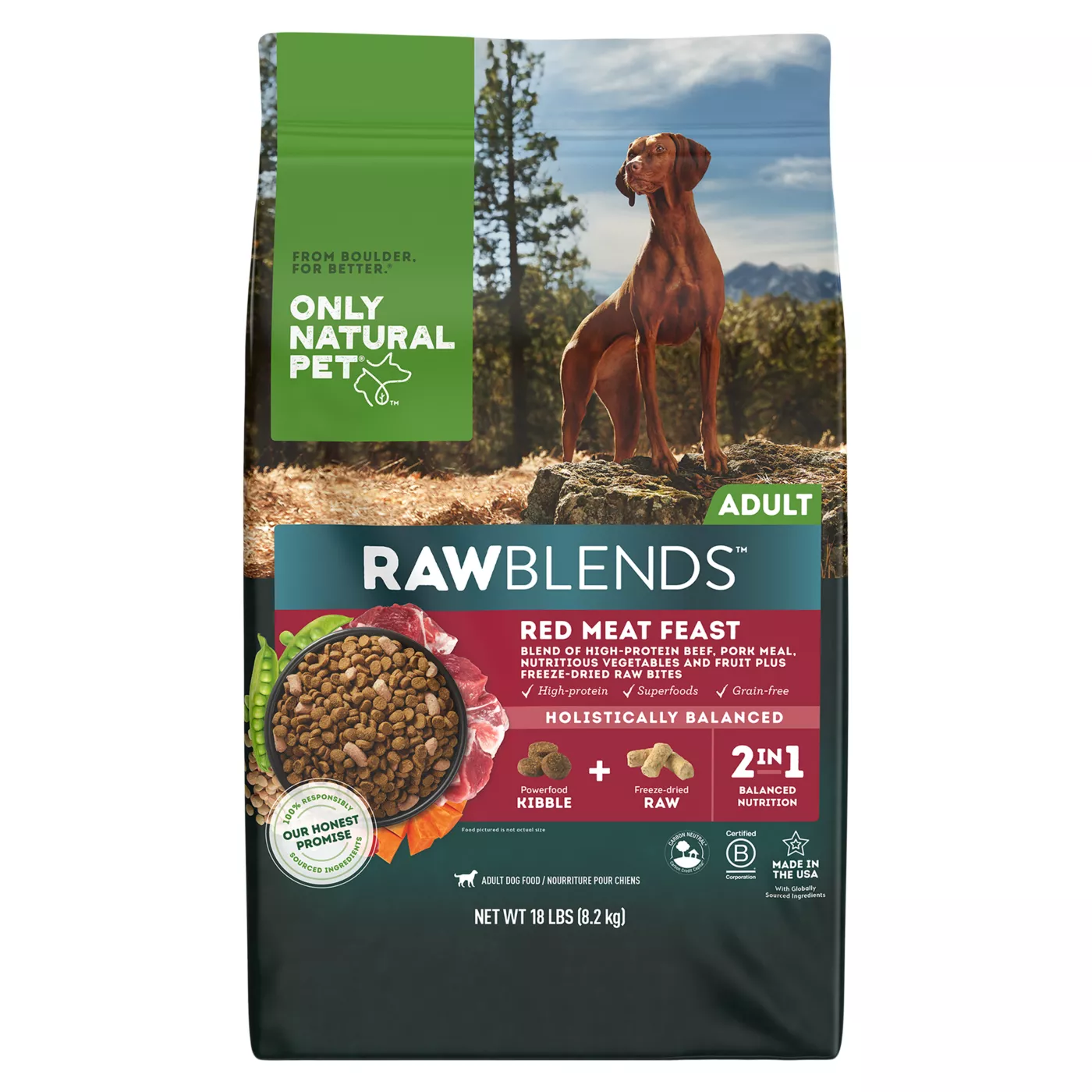 Only Natural Pet RawBlends Adult Dry Dog Food Red Meat High Protein Grain Free Freeze Dried