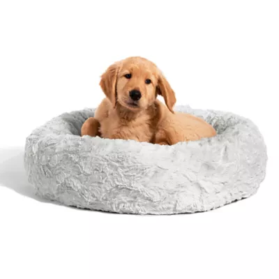 Best Friends by Sheri Donut Cuddler Lux Fur Pet Dog Bed 23 x23 Gray