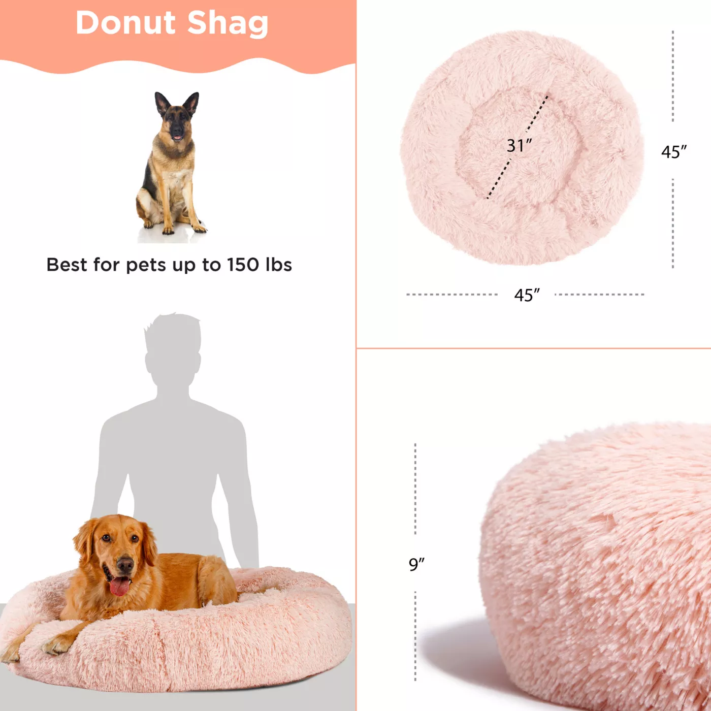 Best Friends by Sheri The Original Calming Shag Fur Donut Cuddler Cat Dog Bed