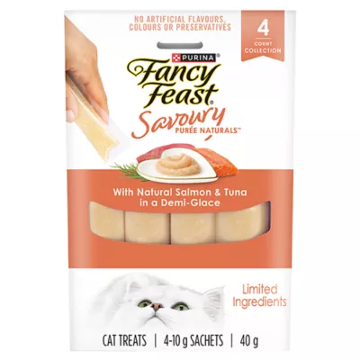 Fancy Feast Cat Treats - Savoury Purée Naturals, 10g x 4 - Image 1