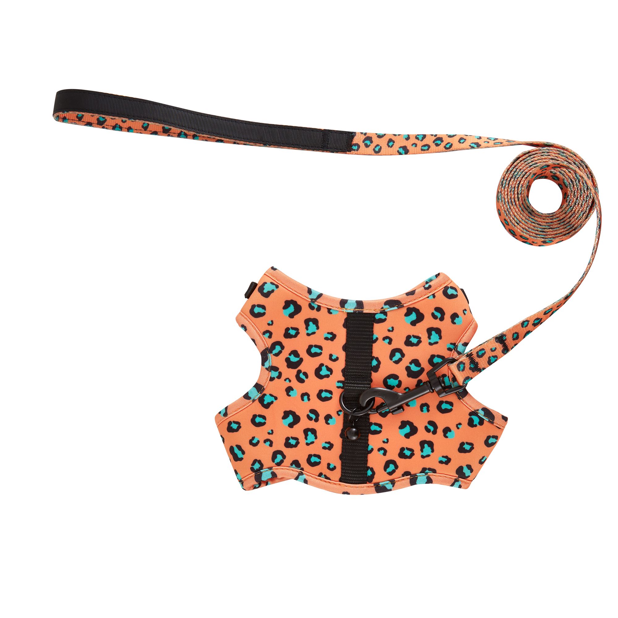 Whisker City Trout Print Adult Multi-Color Cat Leash & Harness Combo