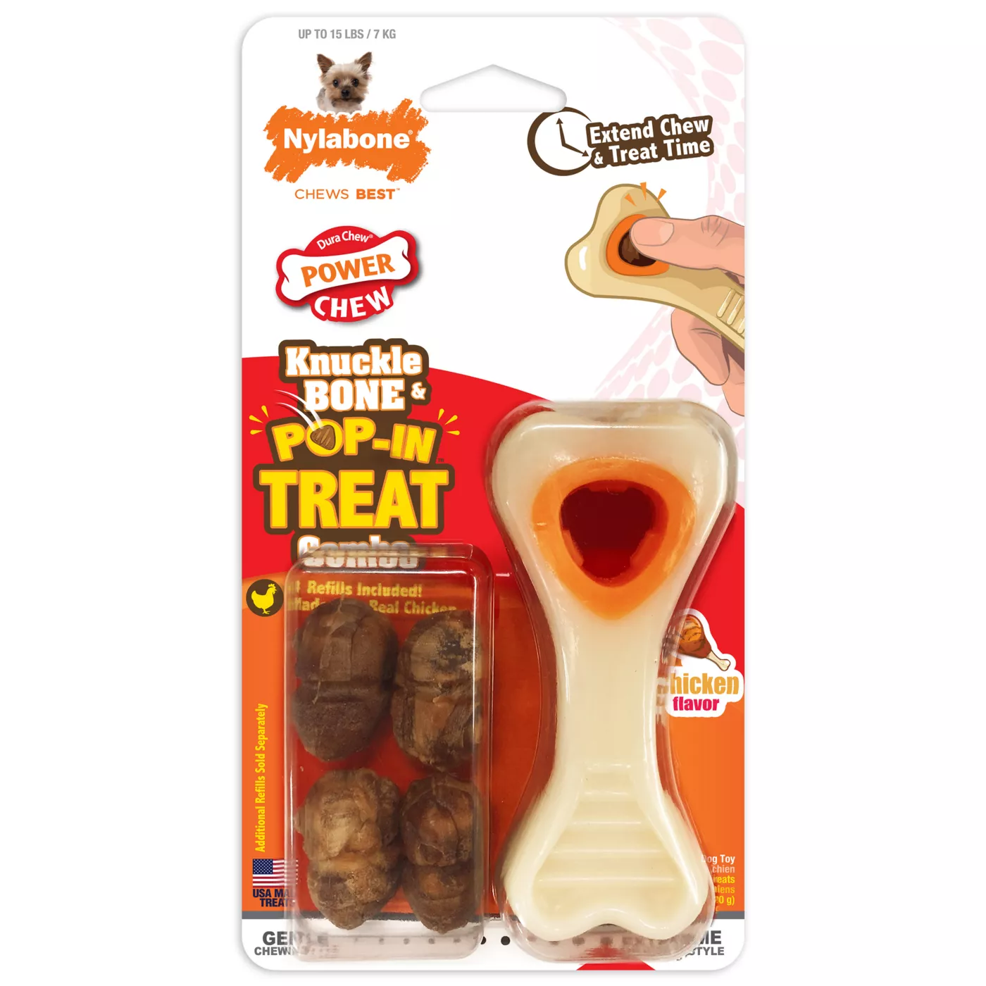 Nylabone Power Chew Knuckle Bone Pop In Treat Dog Toy