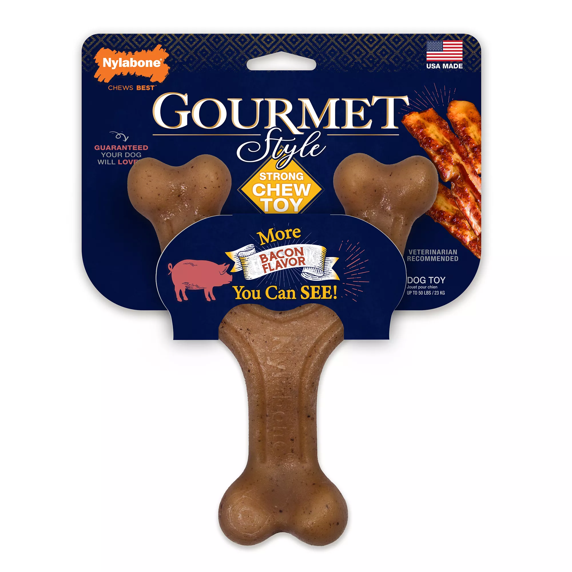 Nylabone® Gourmet Wishbone Chew Dog Toy - Bacon