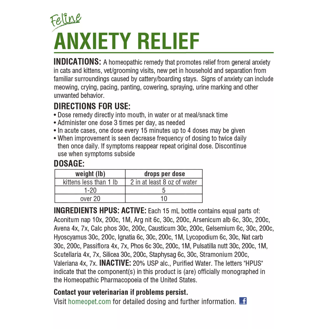 HomeoPet Feline Anxiety Relief