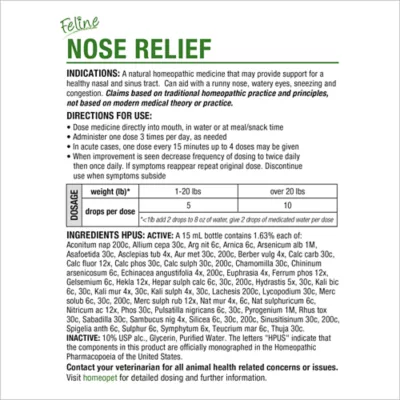 HomeoPet Feline Nose Relief for Cats, Nasal & Sinus Supplement, 15mL - Image 6