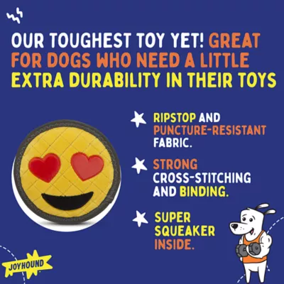 Product Joyhound Rip Roarin' Tough Heart Eyes Emoji Dog Toy - Squeaker