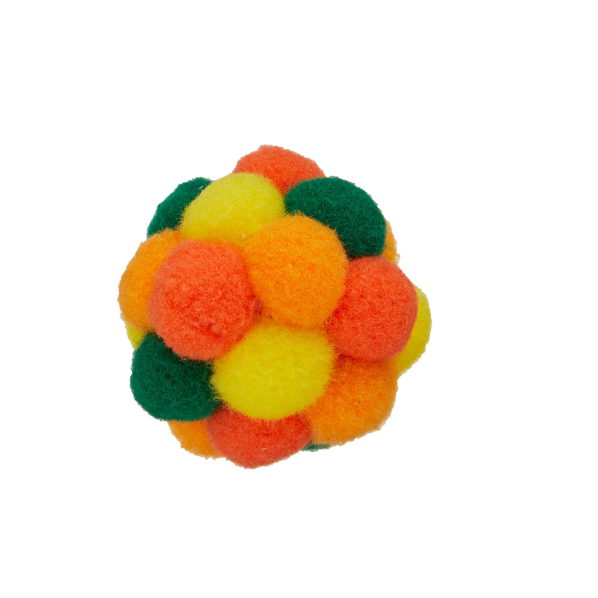 Fmshpon 3 Pcs Cat Toy Balls with Bell - Round Cat Pom Pom Balls Built-In Bell, Colorful Furry Ball with 3 Different Sizes for Indoor Inte