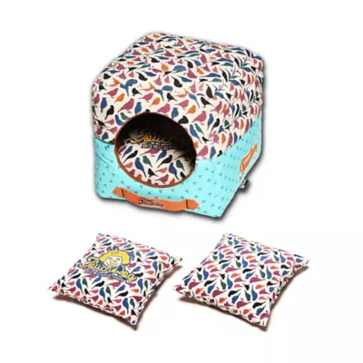 Product Touchdog Chirpin-Avery Convertible and Reversible Squared 2-in-1 Collapsible Dog House Bed