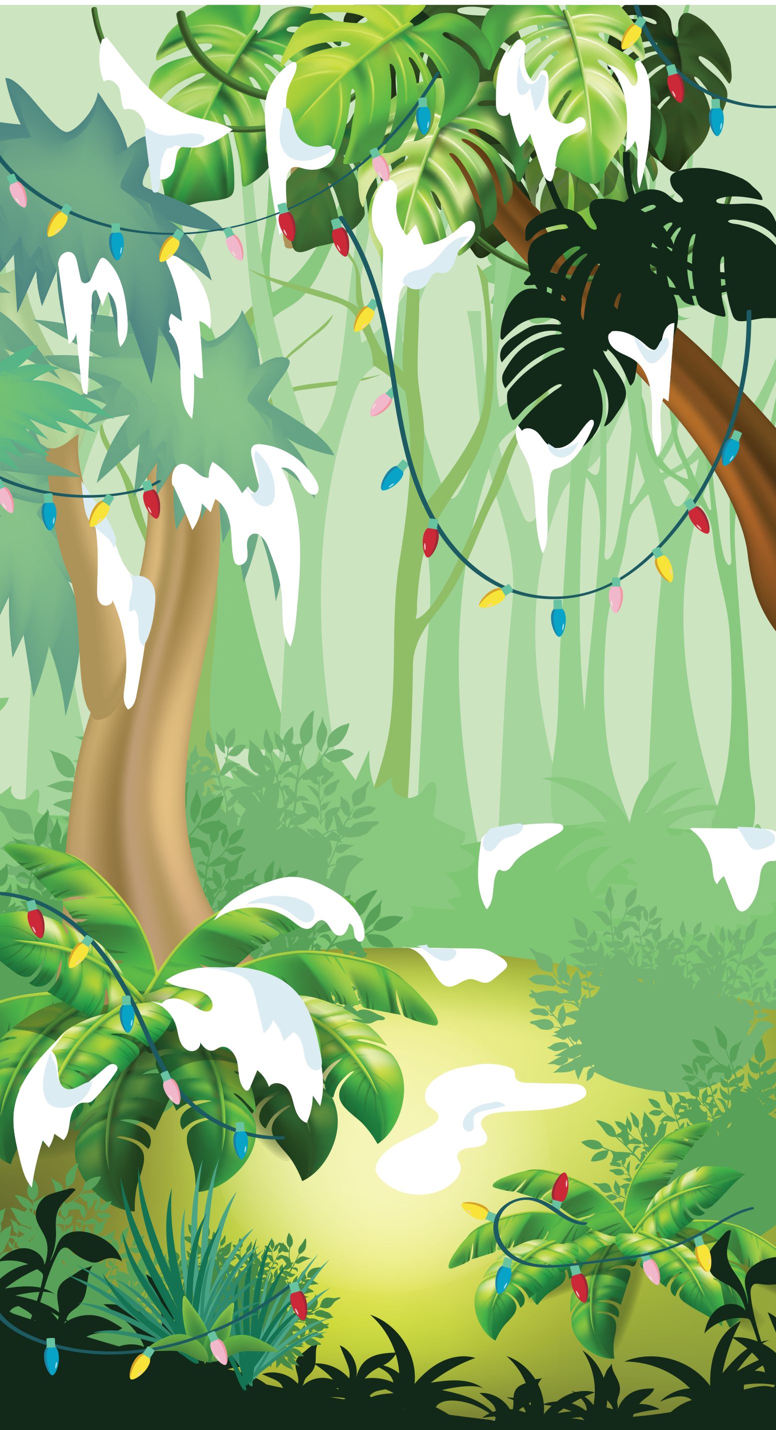 Merry & Bright™ Snowy Jungle Terrarium Background Cling reptile