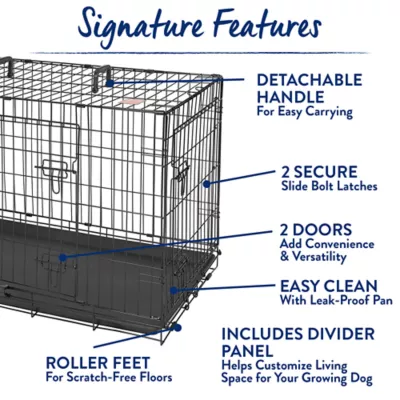 Top Paw® Double Door Folding Wire Dog Crate w/ Divider Panel - Leak Prook Tray; Metal, SM-XL - Image 5