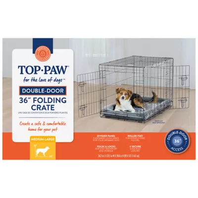 Top Paw® Double Door Folding Wire Dog Crate w/ Divider Panel - Leak Prook Tray; Metal, SM-XL - Image 7