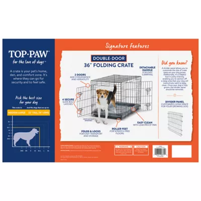 Top Paw® Double Door Folding Wire Dog Crate w/ Divider Panel - Leak Prook Tray; Metal, SM-XL - Image 8